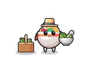 noodle bowl herbalist cute cartoon