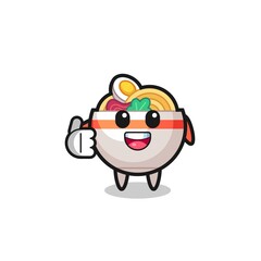 noodle bowl mascot doing thumbs up gesture