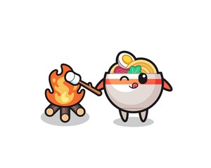 noodle bowl character is burning marshmallow