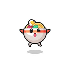 noodle bowl character is jumping gesture