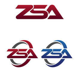 Modern 3 Letters Initial logo Vector Swoosh Red Blue ZSA