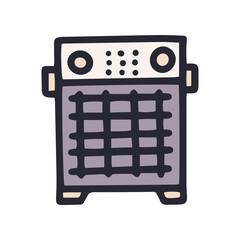 heat cannon front grid color vector doodle simple icon