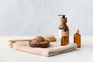 Spa set on light background