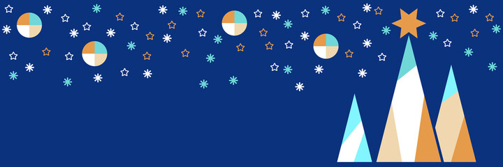 Christmas and New Year horizontal vector banner design vector template