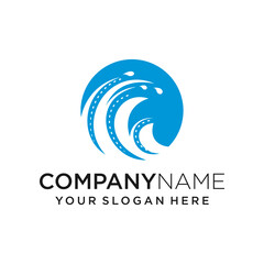ocean waves blue film logo design
