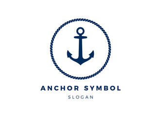 Anchor, Rope and Crown for Marine Ship Boat logo design