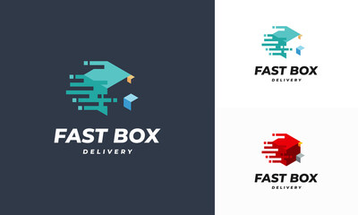 Obraz na płótnie Canvas Fast Box Delivery logo designs concept vector, Pixel Box Logo designs concept vector