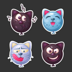 Set of stickers. Balloons cats.
