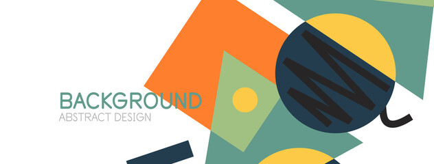 Abstract background. Blocks, lines, triangles, circles composition. Techno or business concept for wallpaper, banner, background, landing page