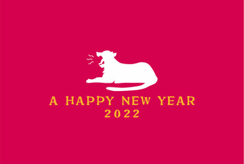 New year card 2022 red　2022年　寅年　年賀状　赤