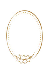 Vector vertical oval dotted frame with Christmas holly decoration