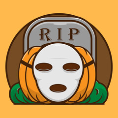 Jack o lantern character mascot logo. Creepy halloween character cartoon design. Isolated background