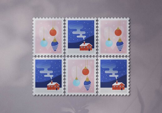 Postage Stamps Stationery Mockup Scene