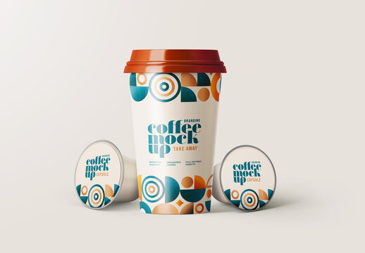 Take Away Cup and Coffee Capsule Mockup for Design and Branding Projects