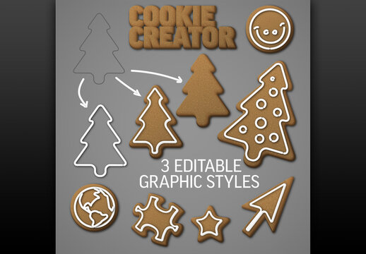 Ginger Breads Cookie Creator from Shape Editable Graphic Style Effect