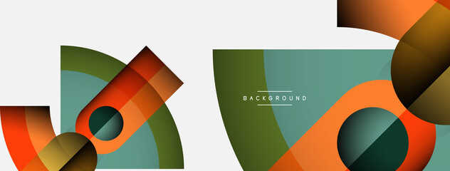 Geometric abstract background. Round shapes, circles, lines composition for wallpaper banner background or landing page