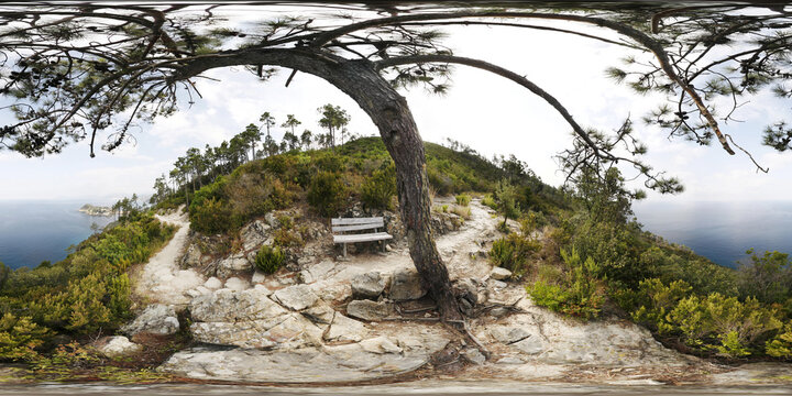 panchina lungo la passeggiata per punta Manara - Sestri Levante