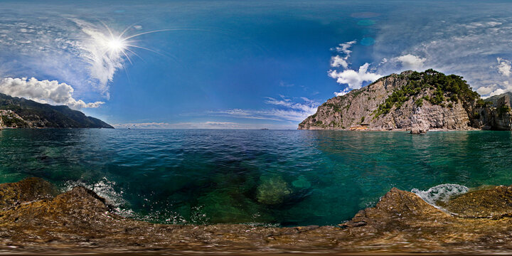 Positano from a rock on the sea