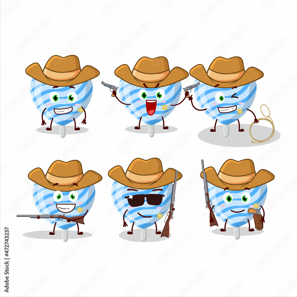 Canvas Prints cool cowboy blue love candy cartoon character with a cute hat