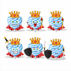 A Charismatic King blue love candy cartoon character wearing a gold crown