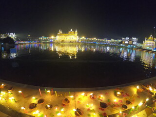 Fototapeta na wymiar Celebrations Gurpurab Darbar Sahib Sri Harmandir Sahib of Sri Darbar Sahib Sri Amritsar Sahib