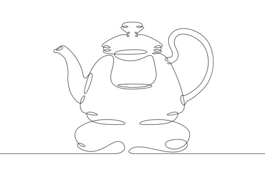 recommend clip art: One continuous line.Kettle . Tableware. Teapot. Dishes .Pot.One continuous drawing line logo isolated minimal illustration.