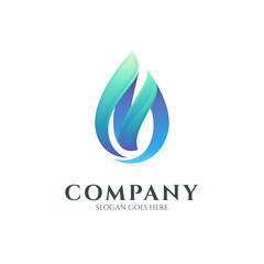 logo concept of letter M combination with water drop