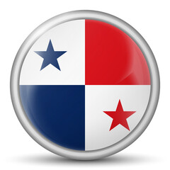 Glass light ball with flag of Panama. Round sphere, template icon. National symbol. Glossy realistic ball, 3D abstract vector illustration highlighted on a white background. Big bubble.