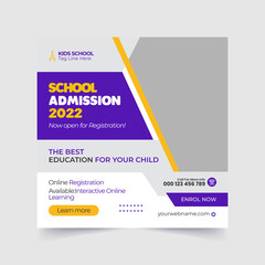 School admission social media post and Back to School admission by social media Instagram, Facebook post kit