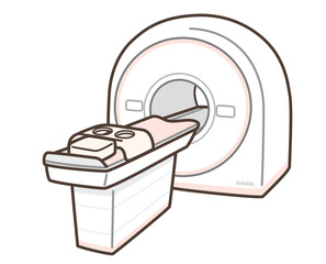 MRIの機械と乳がん検査用の台 - obrazy, fototapety, plakaty