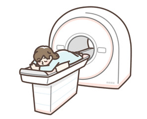 MRI検査を受けている女性 - obrazy, fototapety, plakaty