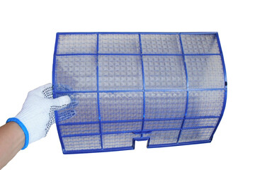 air conditioner mechanic working air cleaning service at home isolate