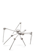 Isolated photos of a metal spider made of wire