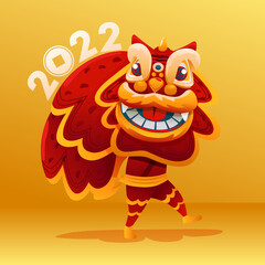 Chinese Red Tiger Mascot Cartoon Illustration