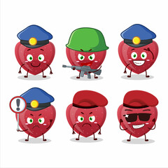 A dedicated Police officer of red love gummy candy mascot design style