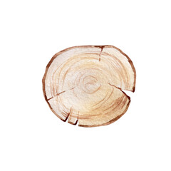 winter illustration, wooden round slice