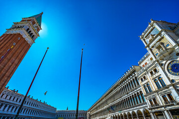 The Campanile Bell Tower in the Piazza San Marco in Venice, Italy. The Bell Tower was first erected...