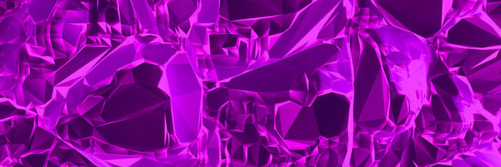 3D abstract purple amethyst. Crystal background.