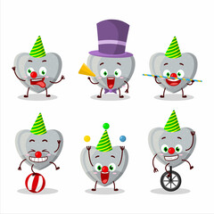 Cartoon character of white love gummy candy with various circus shows