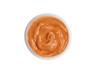 Thai tea custard on white background
