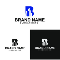 Letter B building logo design. Creative minimalist logotype icon symbol