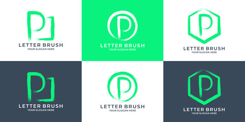 P initial letter ink brush logo for business and brand inspiration logo