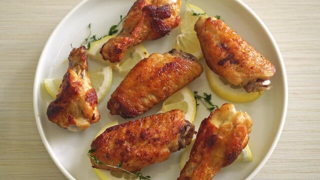 fried lemon pepper chicken wings with thyme