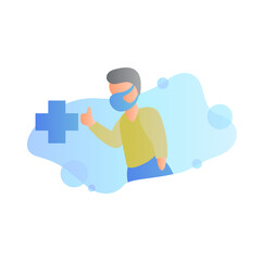 medical illustration, people wearing medical mask for prevent virus