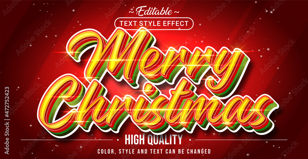 Poster Editable text style effect - Merry Christmas text style theme.