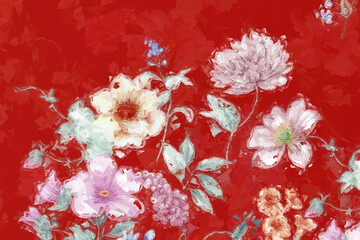 Beautiful oil painting flower illustration