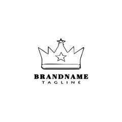 crown logo cartoon design flat icon black isolated vector illustration