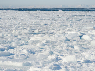 Frozen Disko Bay during winter, West Greenland, Denmark
