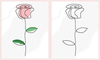 Minimal Abstract One Line Rose Graphic Design