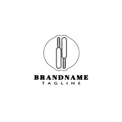 flat cricket bat logo icon cartoon design template black isolated vector illustration